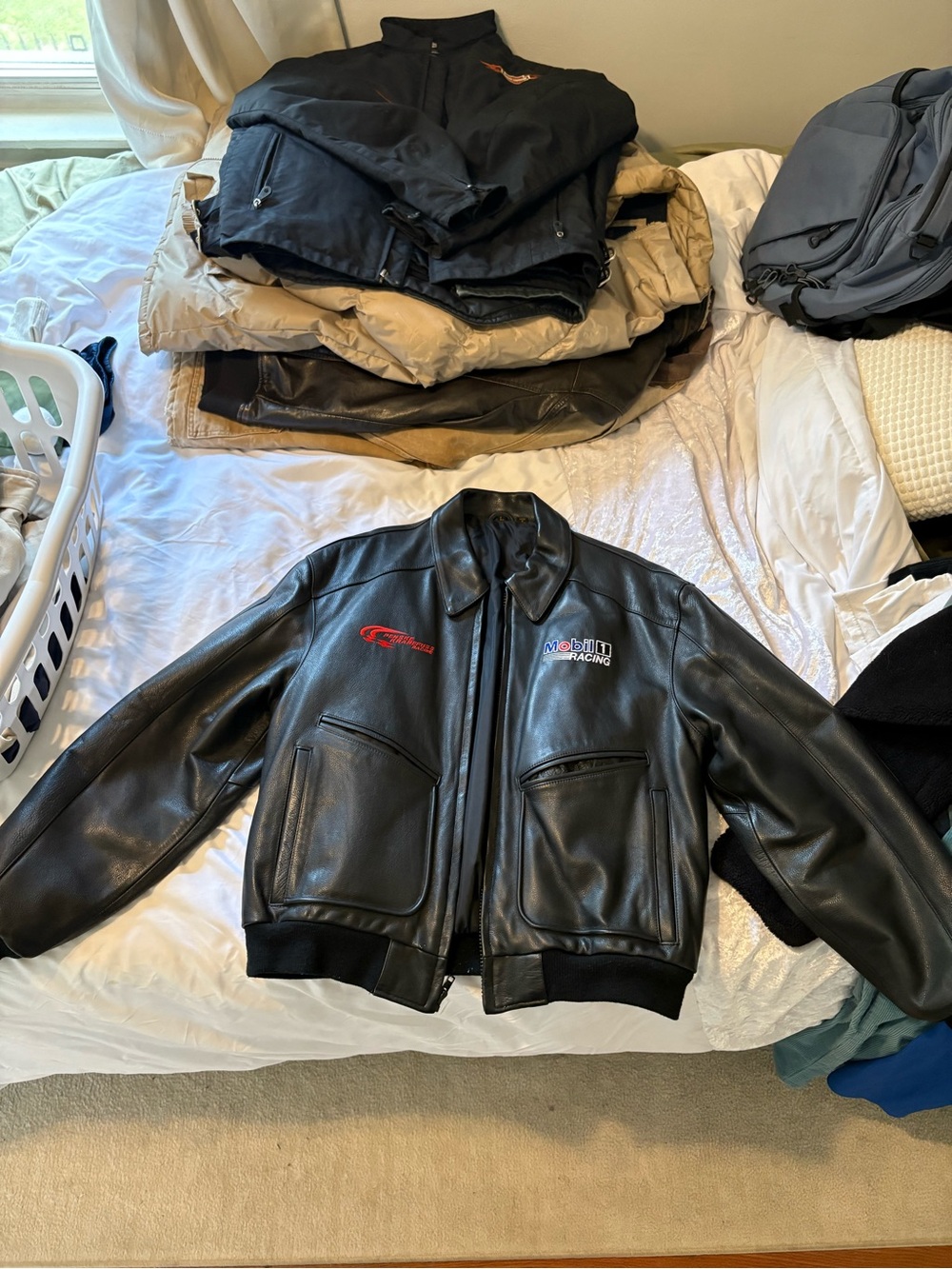 Racing Leather Bomber Jacket